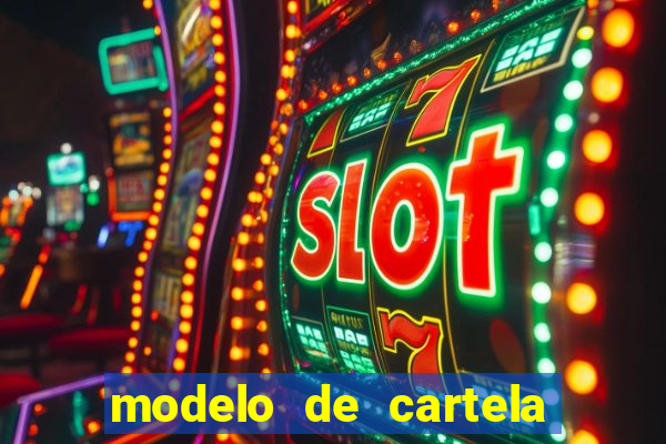 modelo de cartela de bingo em branco