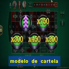modelo de cartela de bingo em branco