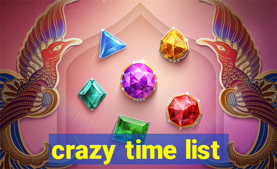 crazy time list
